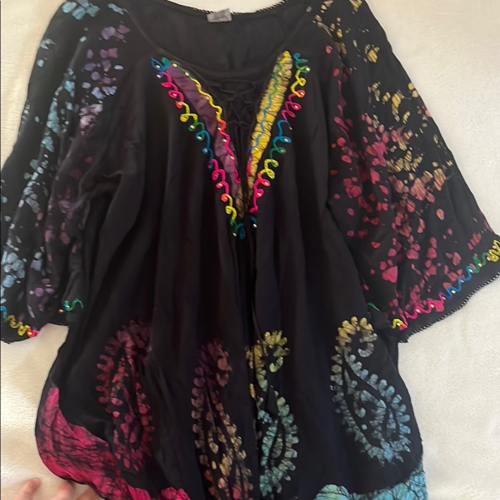 Shoreline Black and Pink Flutter Sleeve Tunic